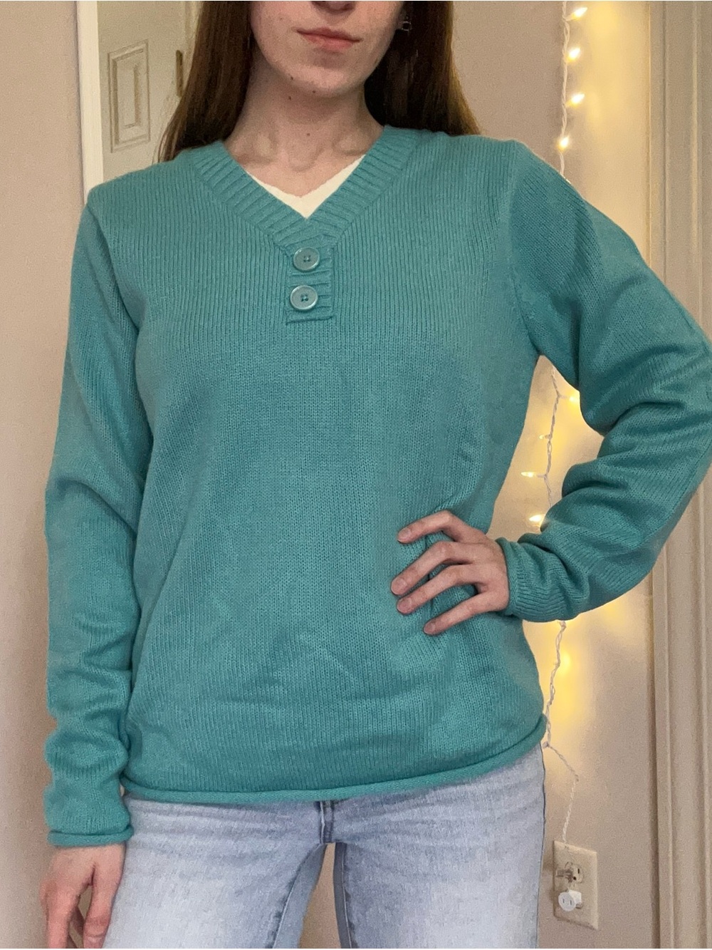 Y2K Blue and White Sweater
